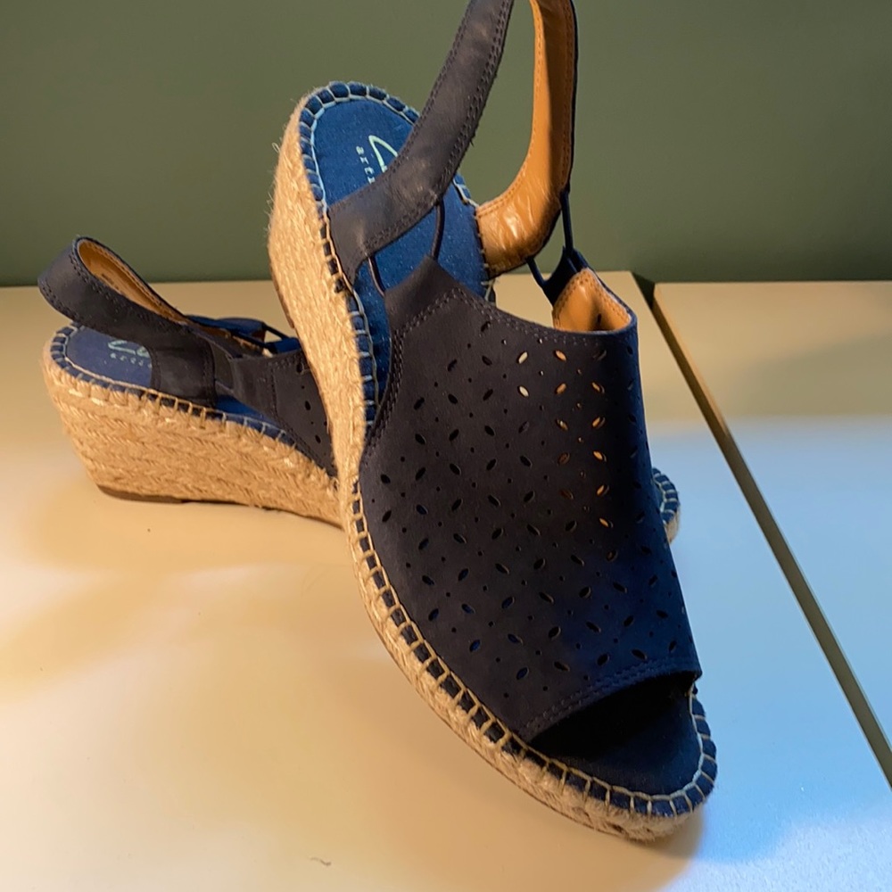 Clarks navy blue sandals. Never worn.